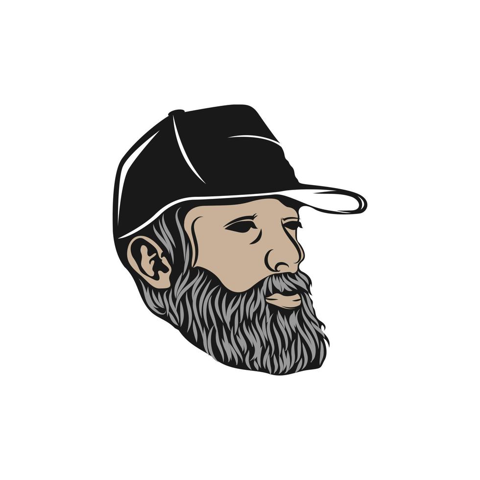 hipster Mens logo ontwerp. geweldig hipster Mens logo. een Mens met cirkel baard logo. vector