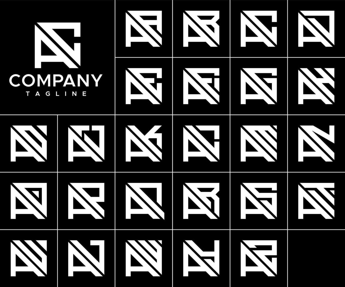 bundel van abstract plein een brief logo ontwerp vector. gemakkelijk aa een logo vector sjabloon.