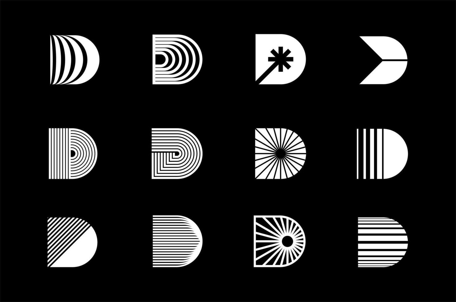 modern d brief logo sjabloon set. digitaal d logo ontwerp vector set.
