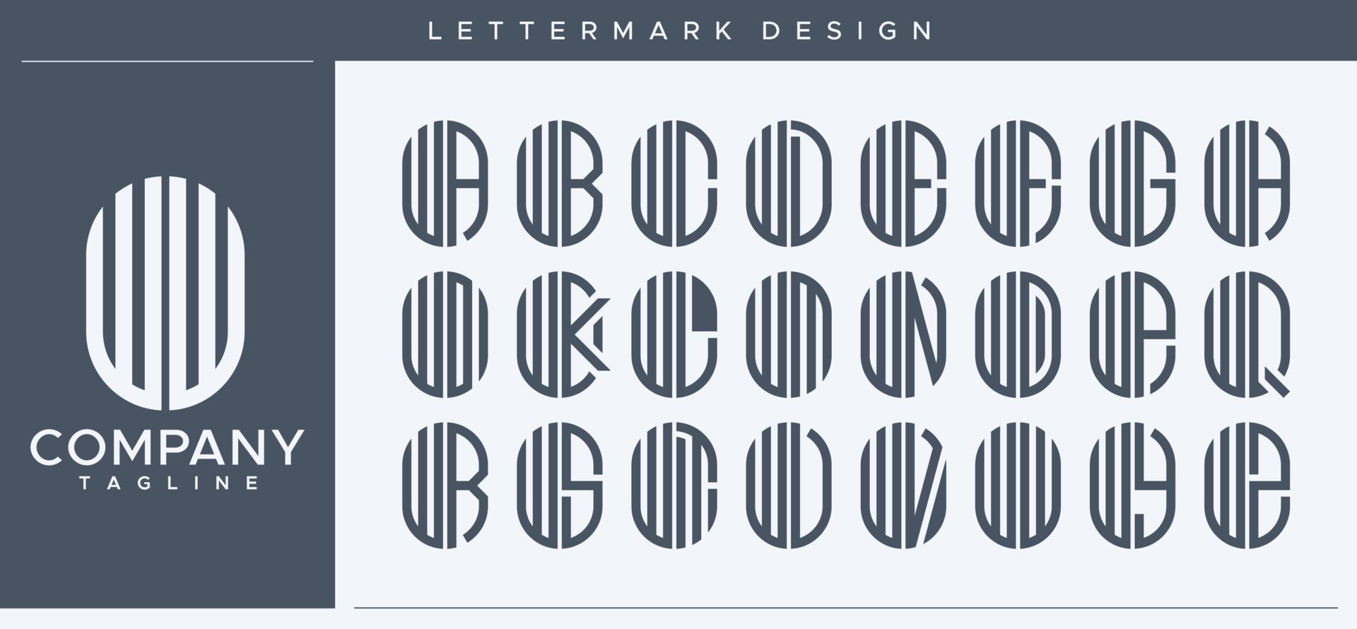 abstract buis brief w logo ontwerp. modern lijn capsule ww w brief logo vector sjabloon.