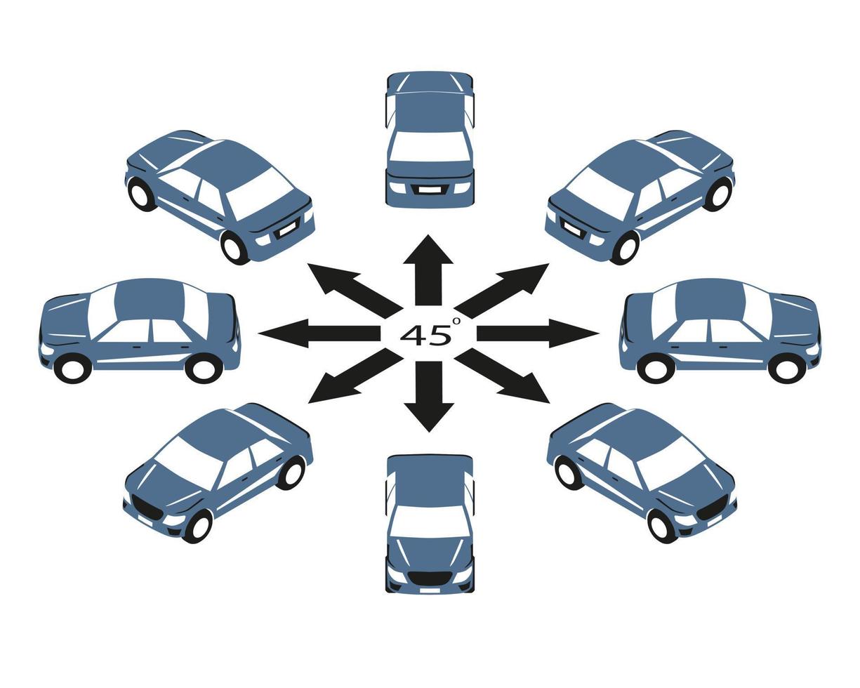 omwenteling van logo auto door 45 graden. vector