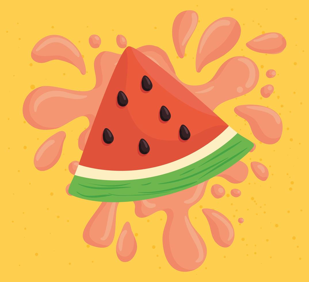 vers plakje watermeloen met sappige plons vector