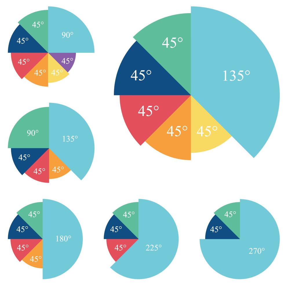 gemakkelijk kleurrijk infographic diagram verzameling met hoek metingen vector