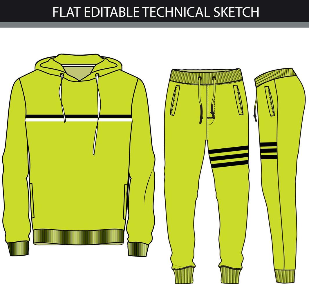 activewear kleding set. blanco Sjablonen van de capuchon en joggingbroek. sportkleding vector illustratie.