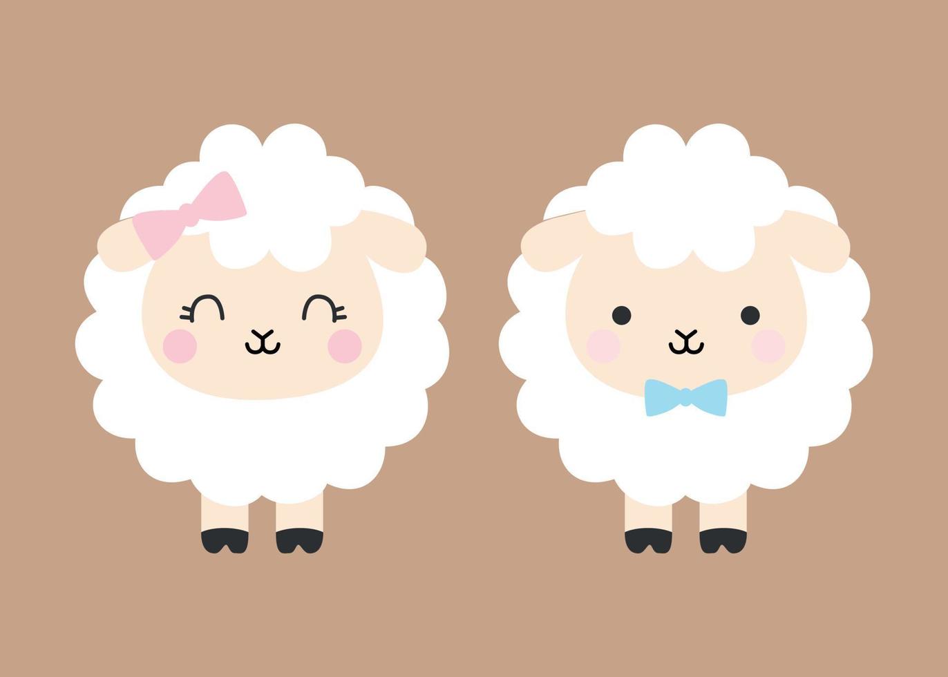 tekenfilm schapen jongen en meisje concept tekens ontwerp geïsoleerd kinderen trek geïsoleerd Aan wit vector