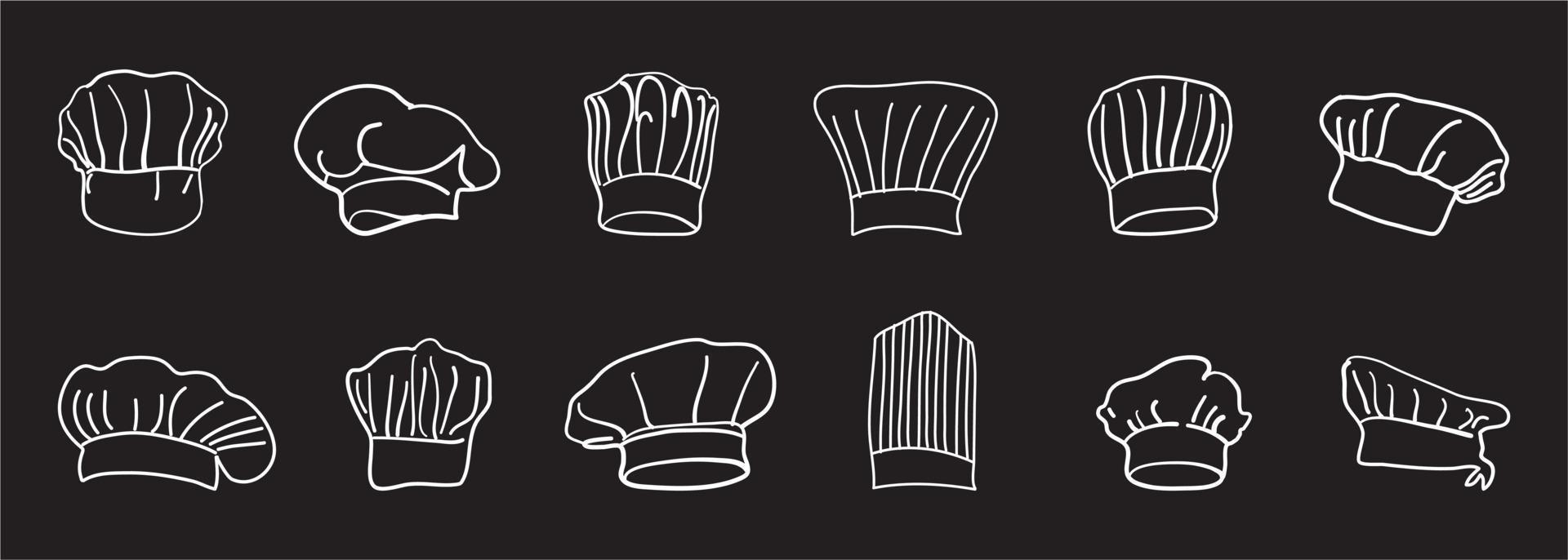 chef-kok hoed lijn set vector