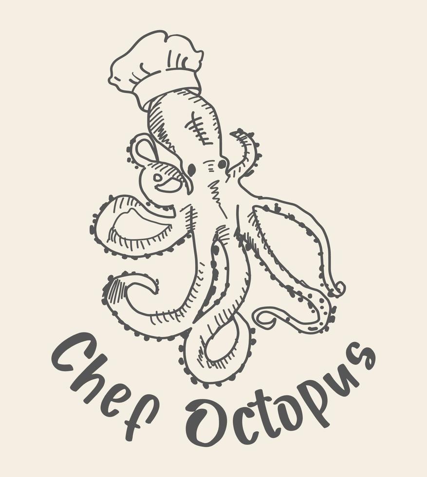 chef-kok octopus ontwerp vector