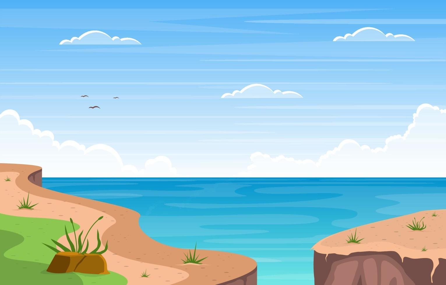 prachtige panorama strand landschap illustratie vector