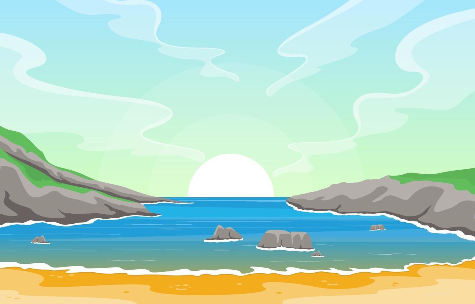 prachtige panorama strand landschap illustratie vector