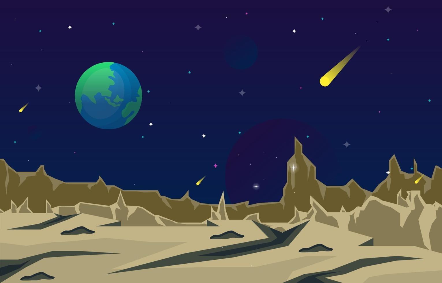 landschapsoppervlak van science fiction fantasie planeet illustratie vector