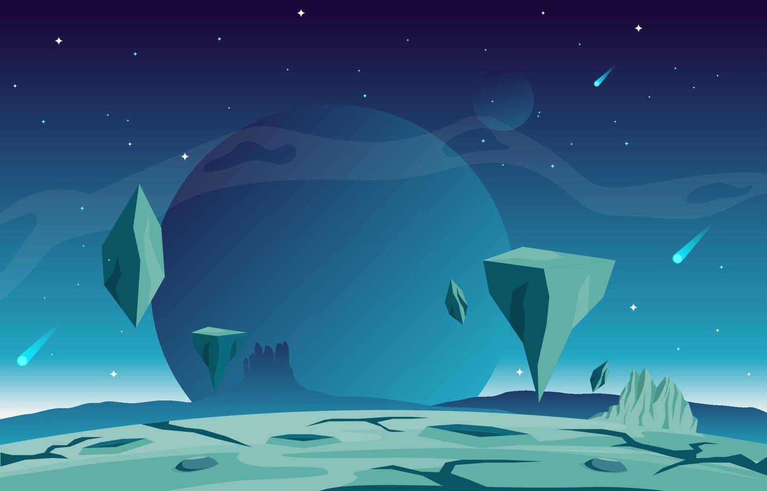 landschapsoppervlak van science fiction fantasie planeet illustratie vector