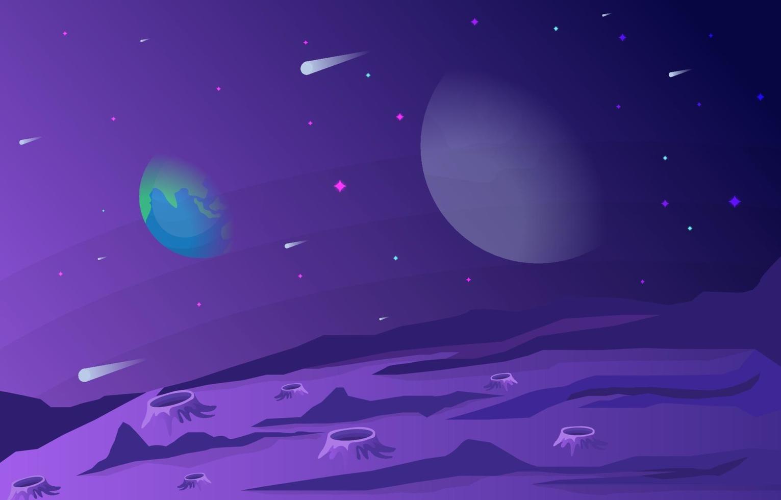 landschapsoppervlak van science fiction fantasie planeet illustratie vector