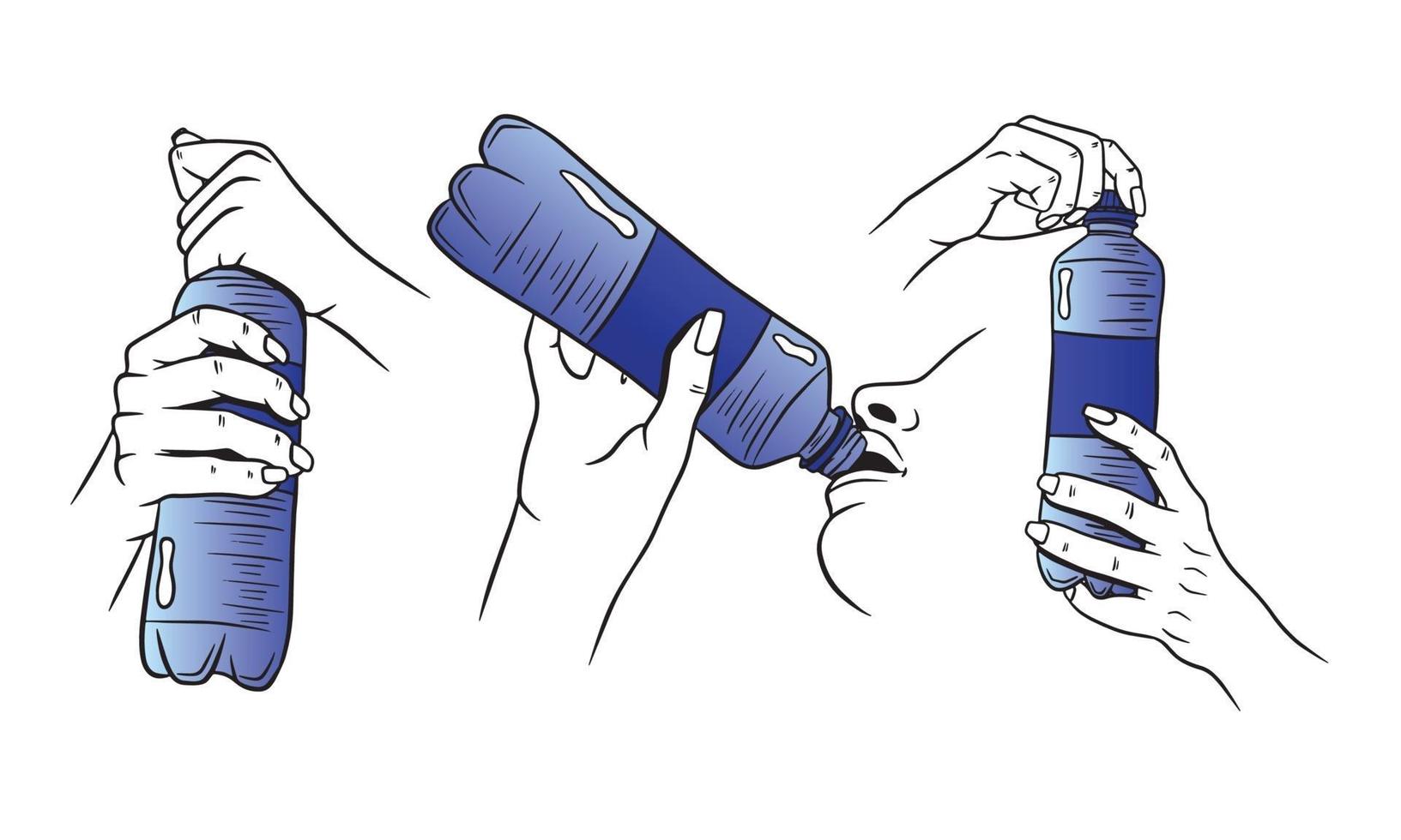 water in een set plastic flessen vector