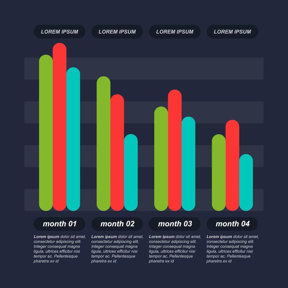 afnemende staafdiagram ter illustratie van economische druk of financiële problemen infographic vector