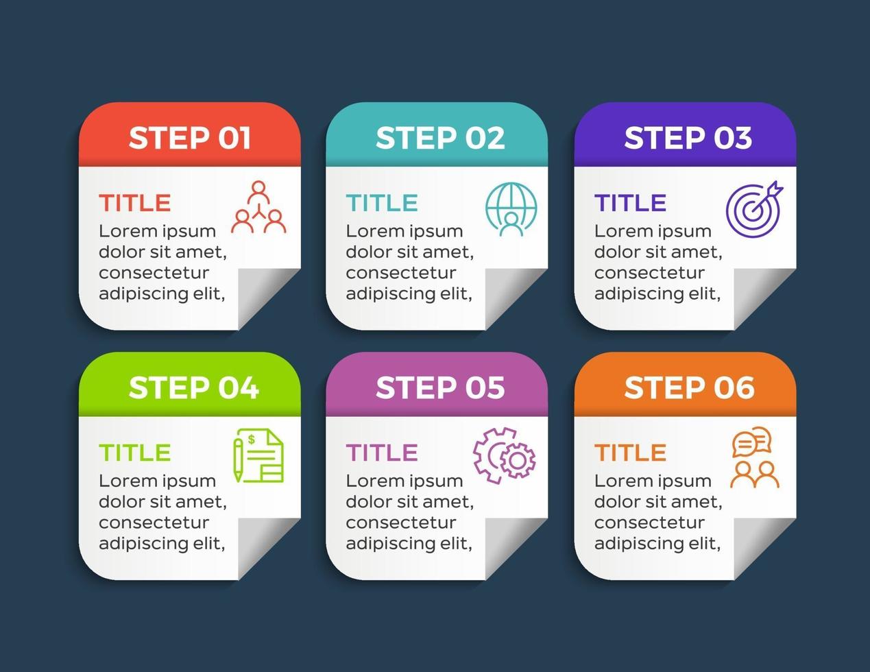 zakelijke infographics. tijdlijn met 6 stappen of opties vector