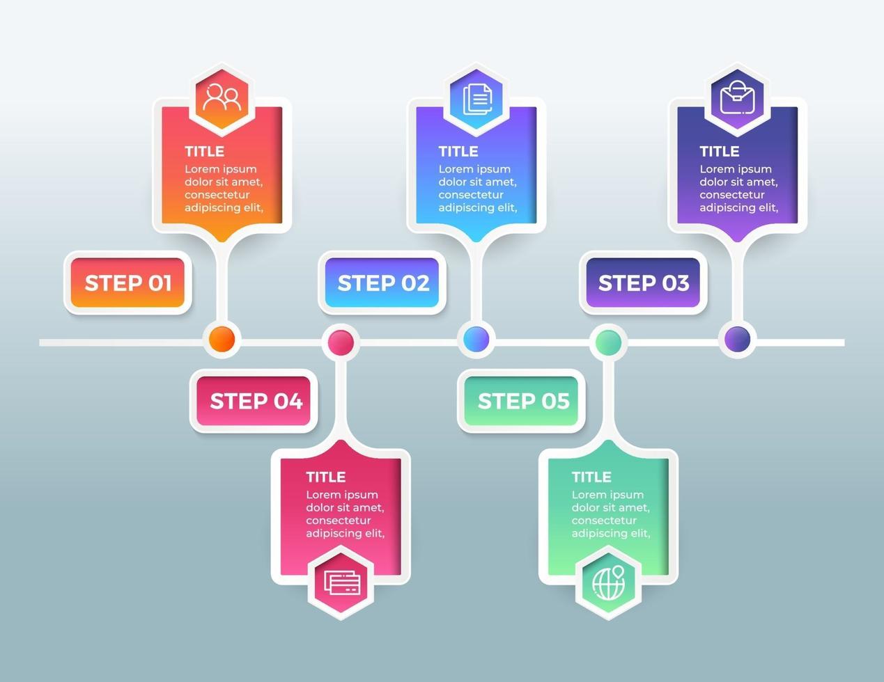 zakelijke infographics. tijdlijn met 5 stappen of opties vector