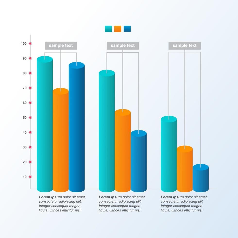 afnemende staafdiagram ter illustratie van economische druk of financiële problemen infographic vector