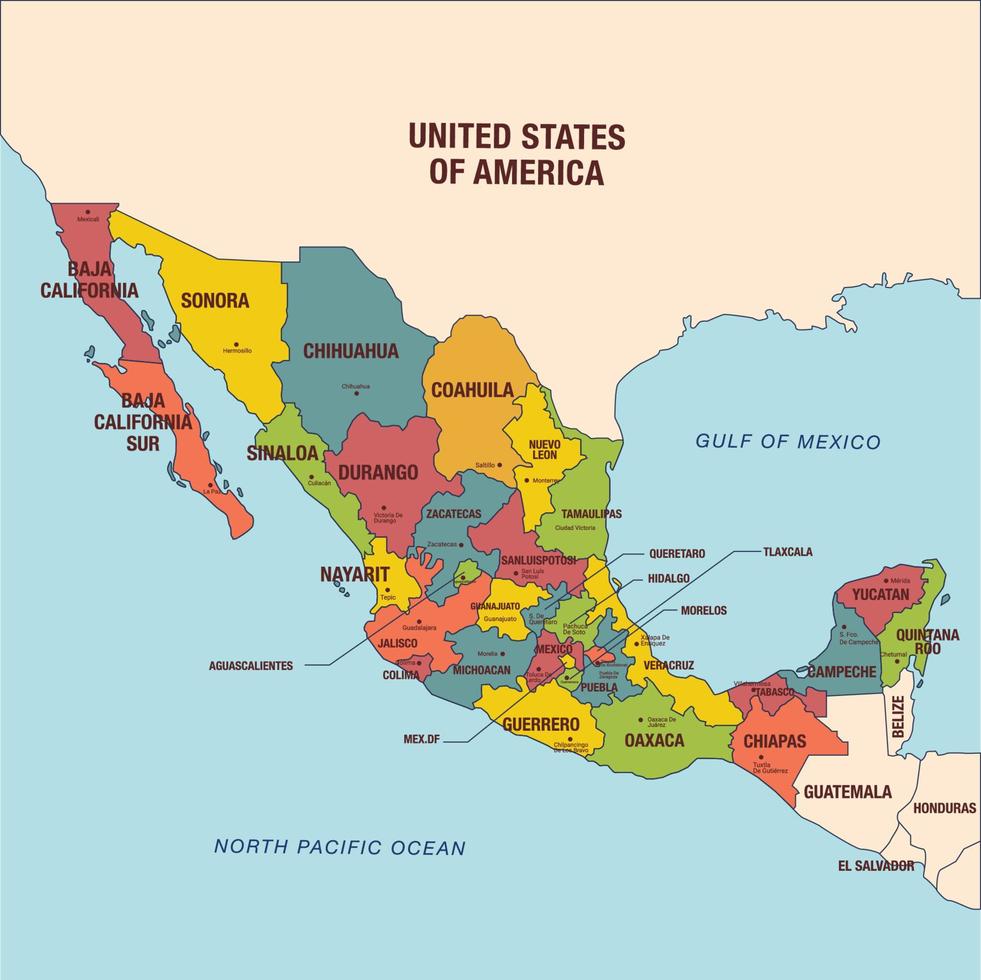 land kaart Mexico sjabloon vector
