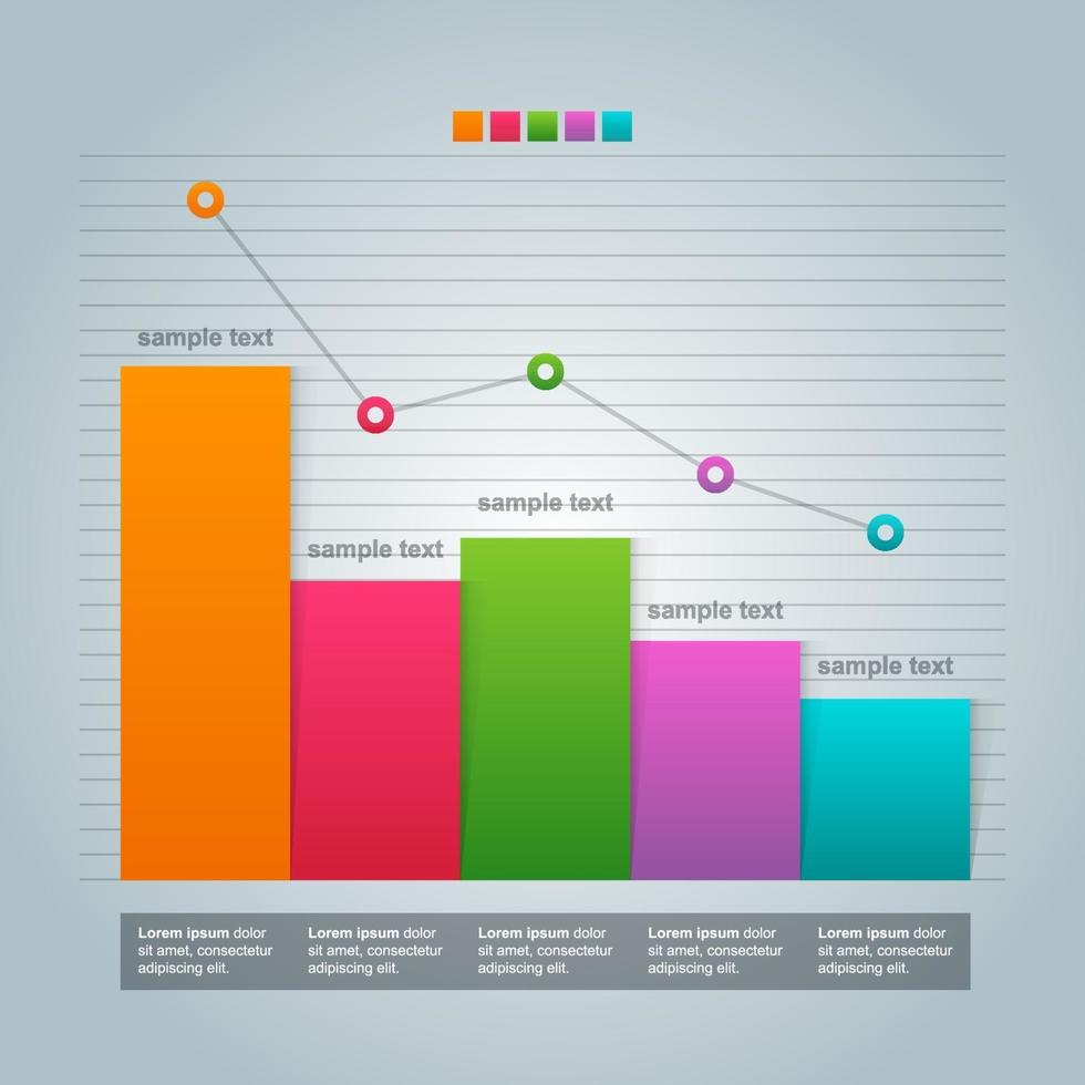 afnemende staafdiagram ter illustratie van economische druk of financiële problemen infographic vector