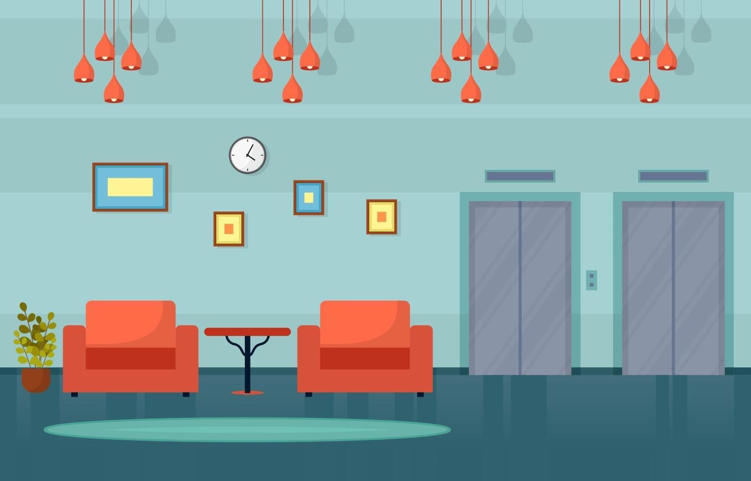 moderne hotellobby met meubilairillustratie vector