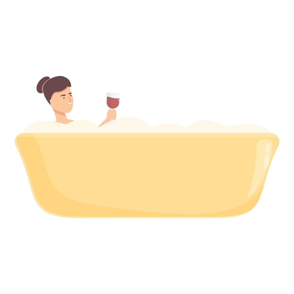 kom tot rust bad met wijn glas icoon tekenfilm vector. warm water vector