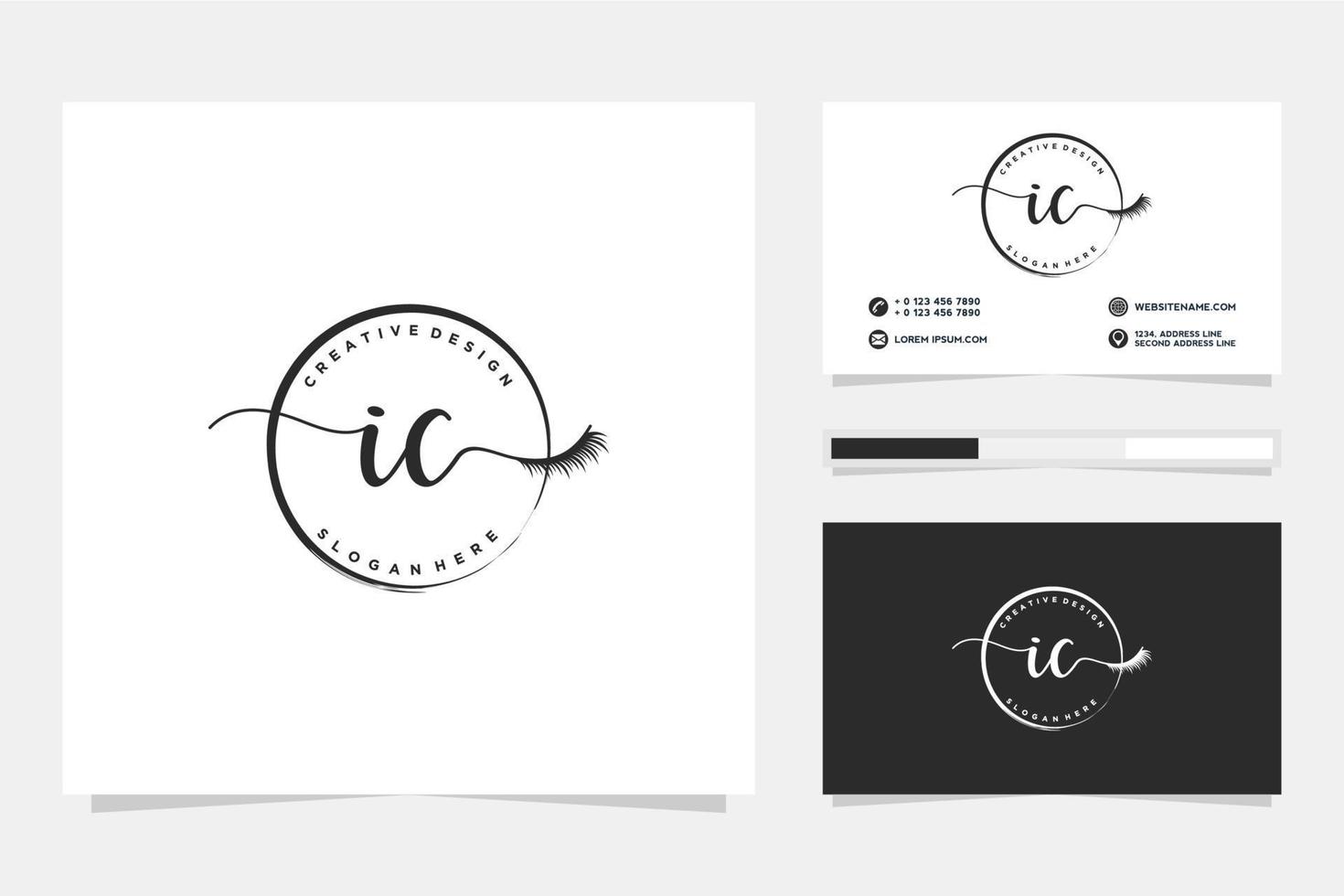 eerste ic vrouwelijk logo collecties en bedrijf kaart templat premie vector