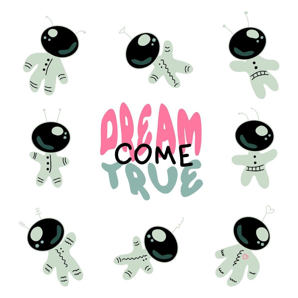 droom komen waar kosmonaut leuze afdrukken. perfect voor tee, stickers, kaarten. vector