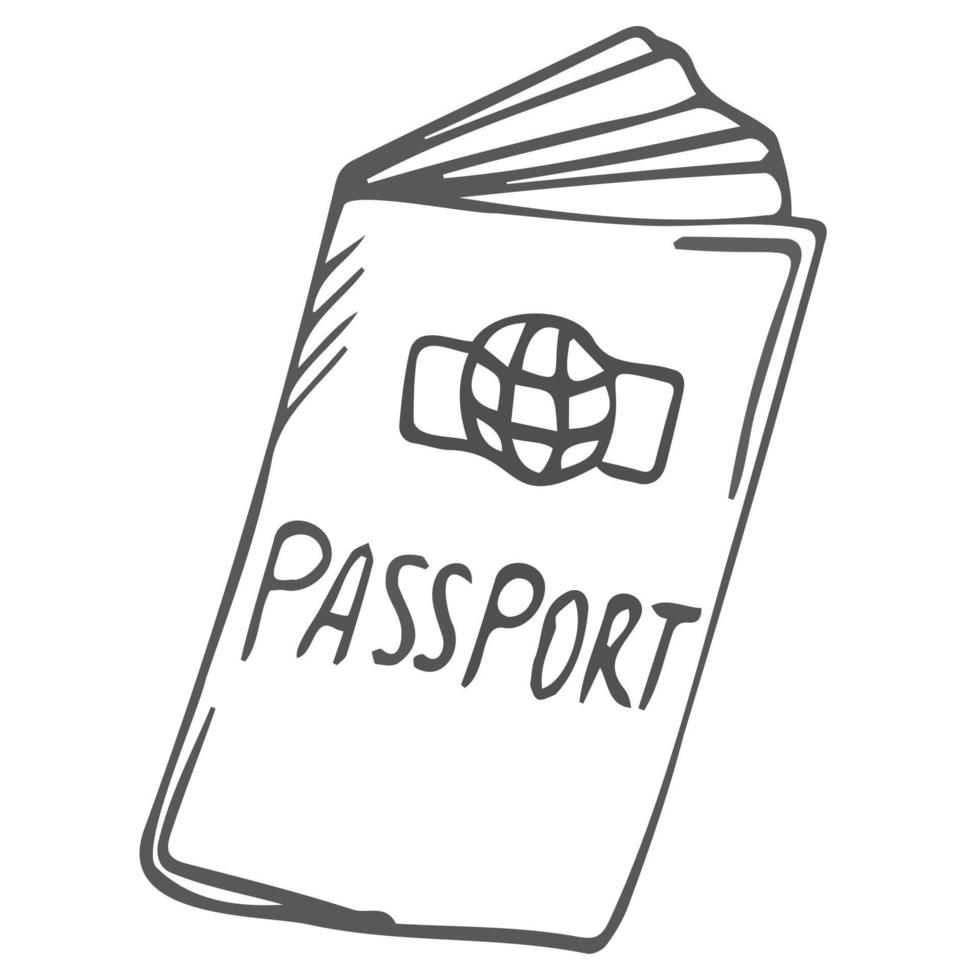 tekening paspoort icoon. tekening illustratie geïsoleerd Aan wit. vector
