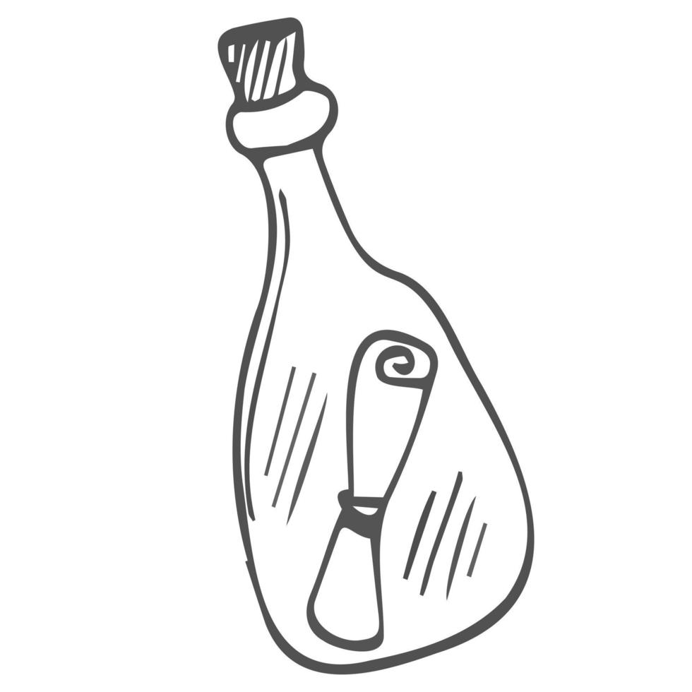 tekening stijl bericht in een fles illustratie in vector formaat.
