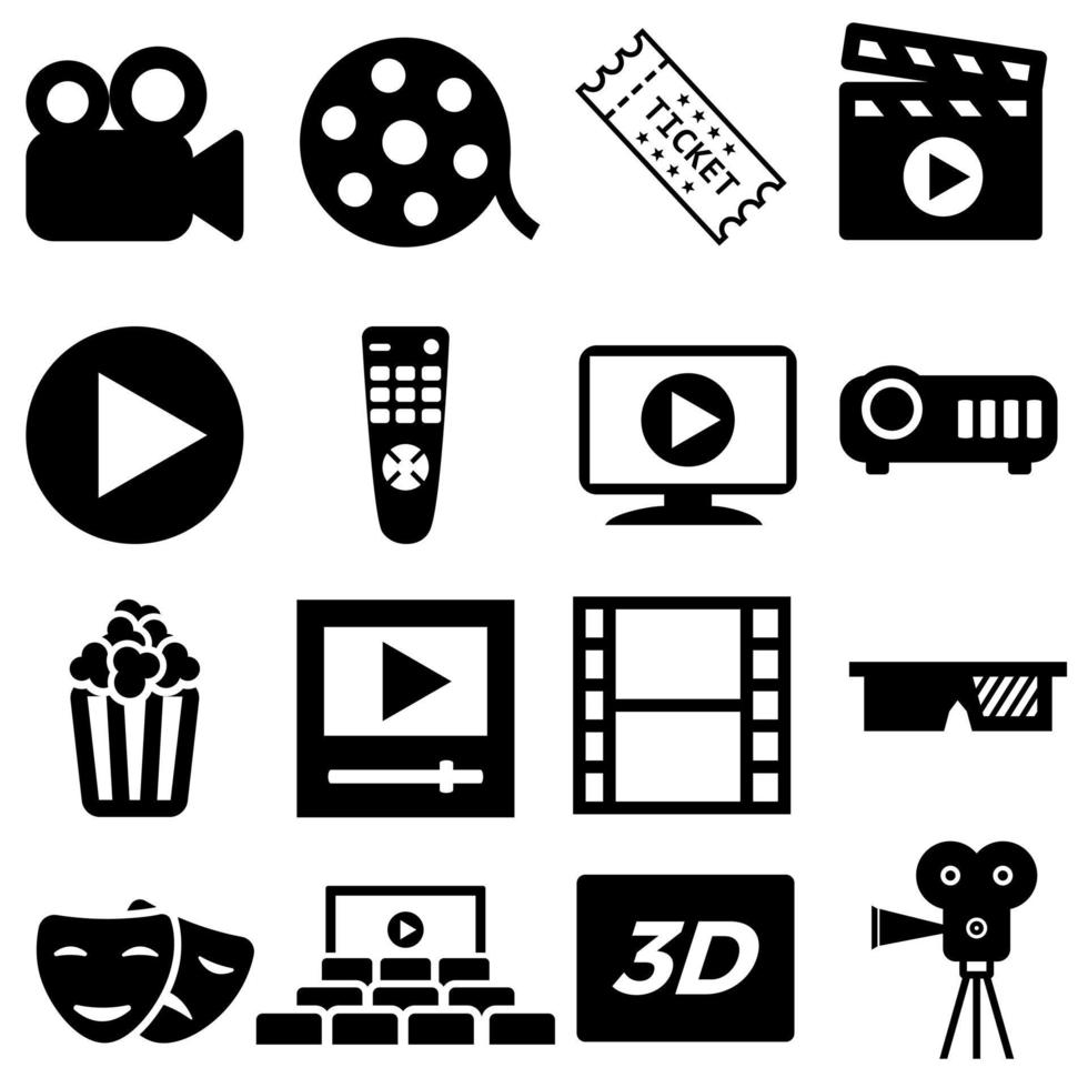 film vector icoon set. bioscoop illustratie symbool verzameling. vermaak teken of logo.