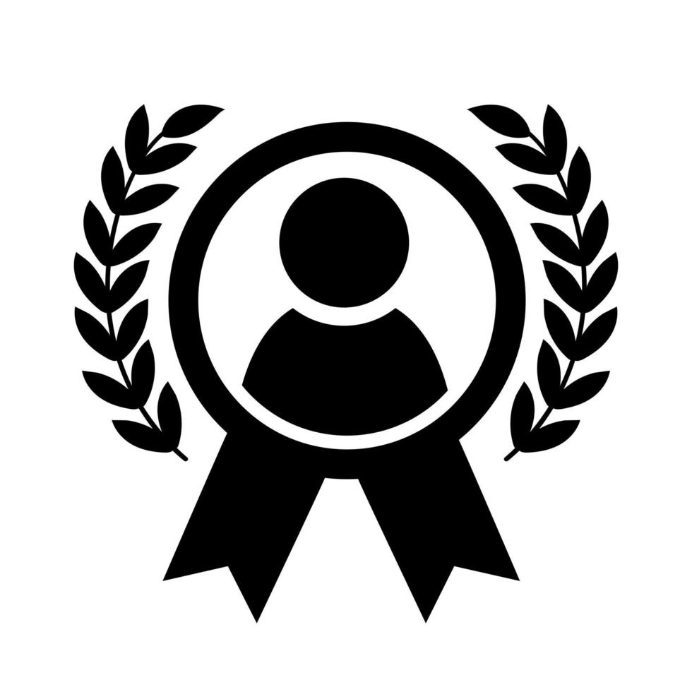 werknemer van de maand icoon. talent prijs illustratie teken. uitstekend prestatie symbool. winnaar logo. eerste plaats winnaar symbool. beloning voor mooi zo werk. geslaagd persoon. prestatie feest. vector