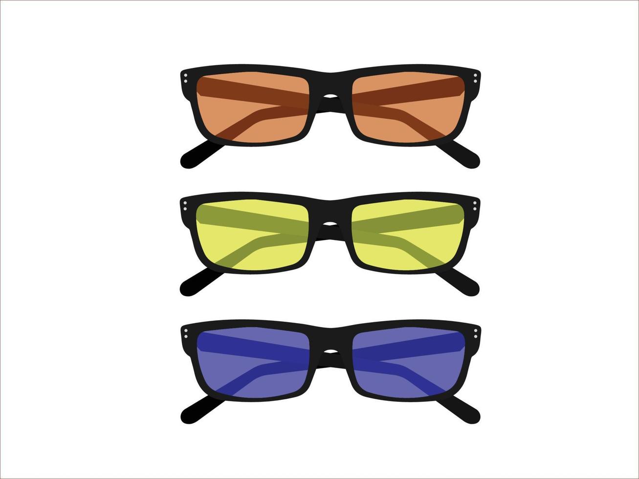 vector mode bril in drie verschillend kleuren