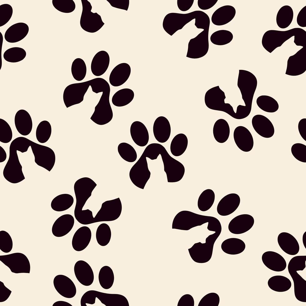 naadloos patroon van dier poten. poot afdrukken. hond en kat puppy icoon. sporen van een huisdier vector