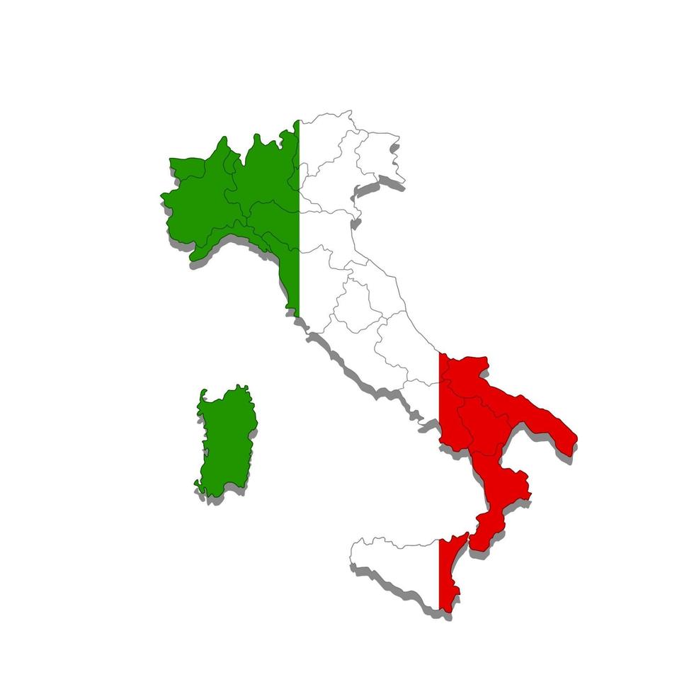 kaart van italië met de grenzen van de steden van het land. vector illustratie