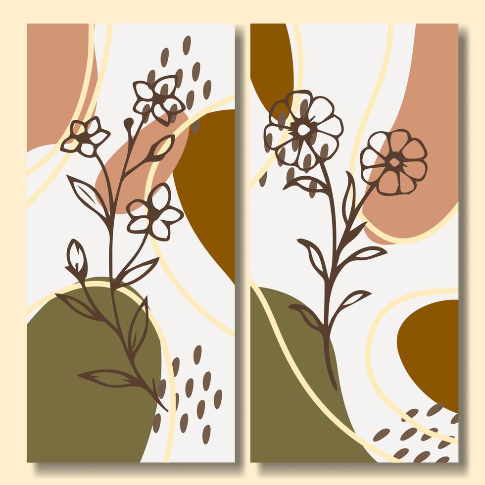 hand- getrokken bloem abstract achtergrond verzameling vector