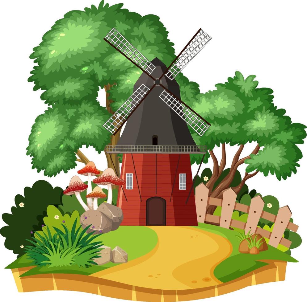 platteland windmolen huis geïsoleerd vector