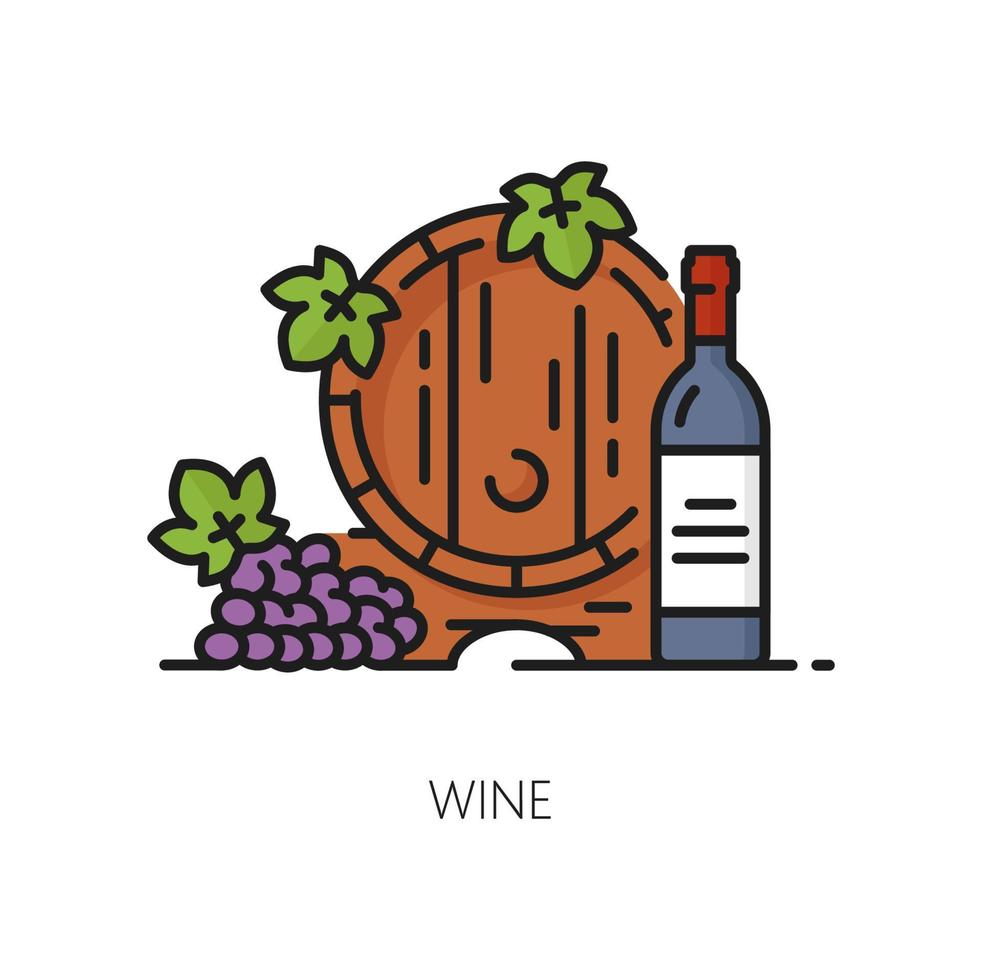 Argentinië wijn fles, hout vat en druiven vector