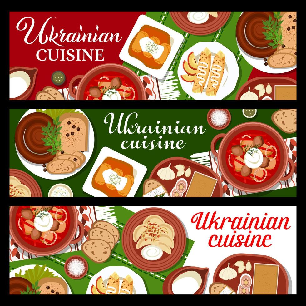 oekraïens keuken maaltijden spandoeken, traditioneel voedsel vector