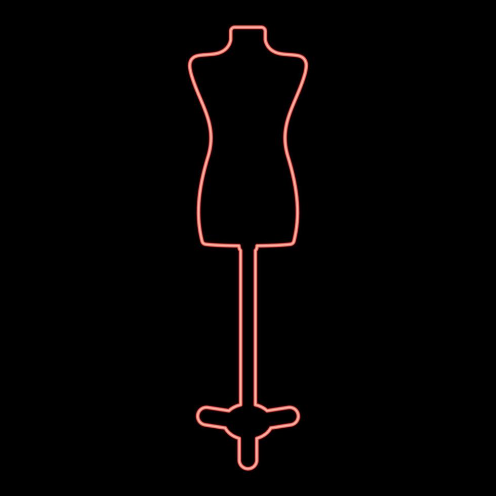 neon torso mannequin kleermakers dummy silhouet mannequin naaisters rood kleur vector illustratie beeld vlak stijl