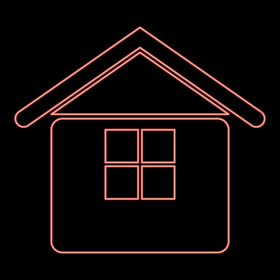 neon huis rood kleur vector illustratie beeld vlak stijl