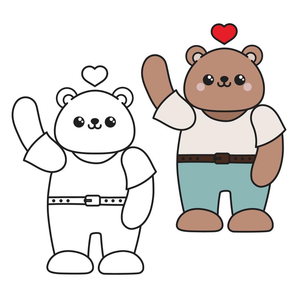 teddy beer zwart en wit schets illustratie vector