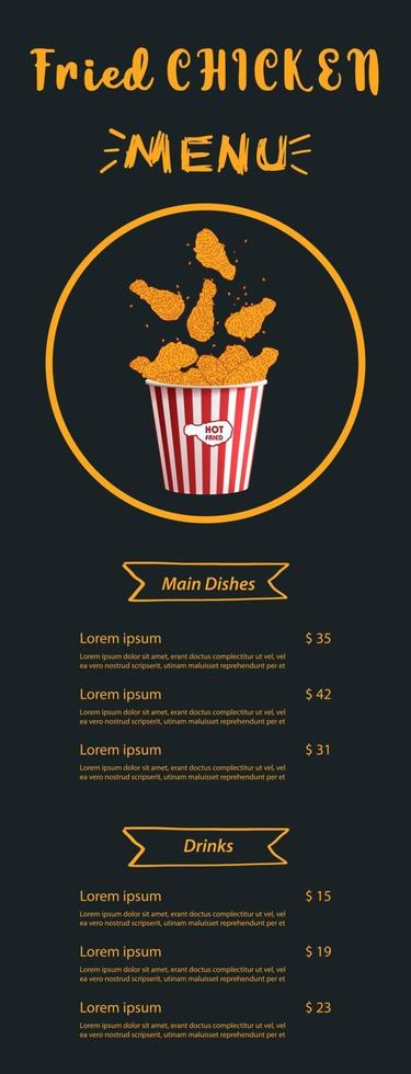 gebakken kippenvlees. fastfood menu ontwerpelementen. vector