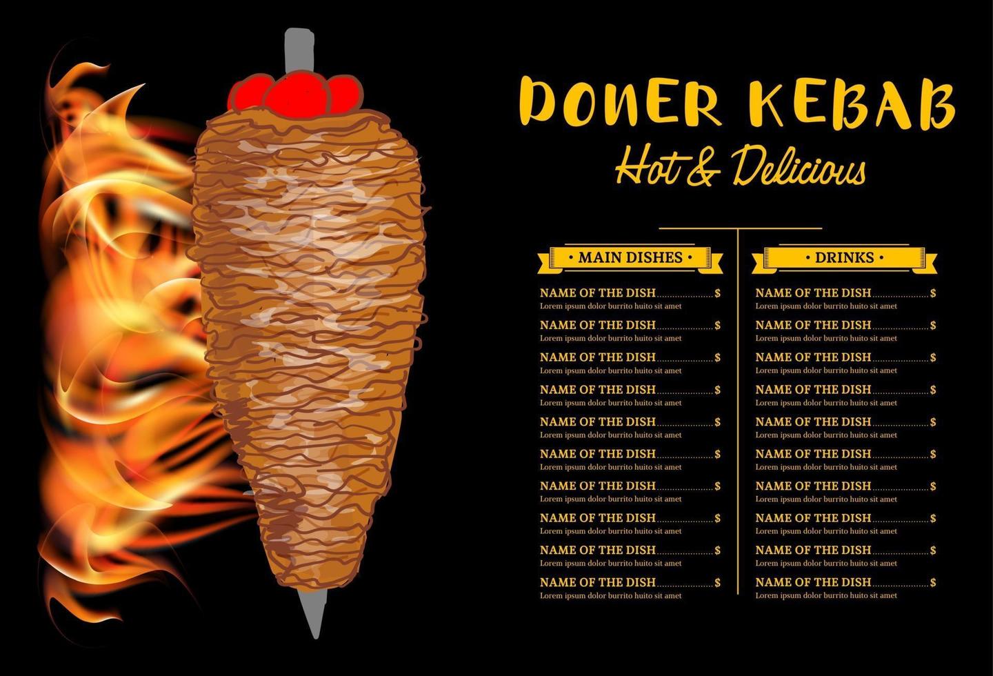 shoarma koken en ingrediënten voor kebab. vector