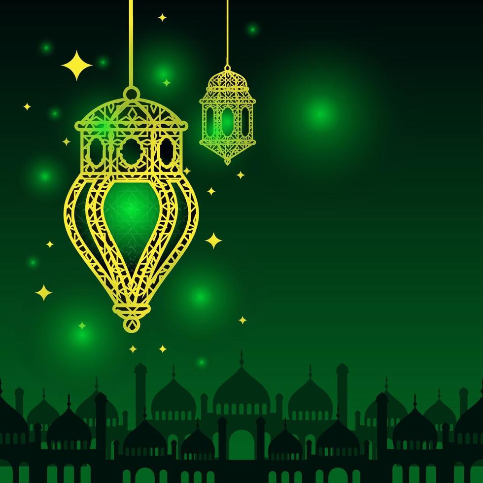 Arabische islamitische lantaarn voor ramadan kareem eid mubarak achtergrond vector