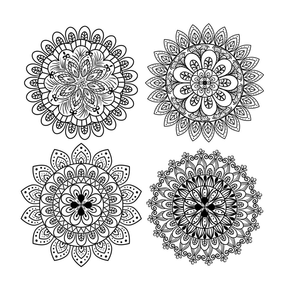 bloemen mandala ornament set vector