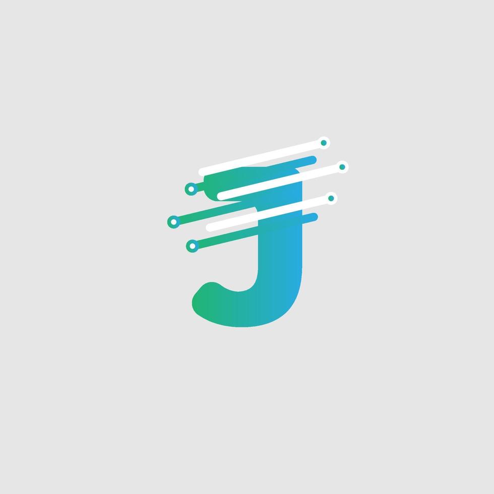 j brief tech logo ontwerp sjabloon voor een tech bedrijf. vector ontwerp