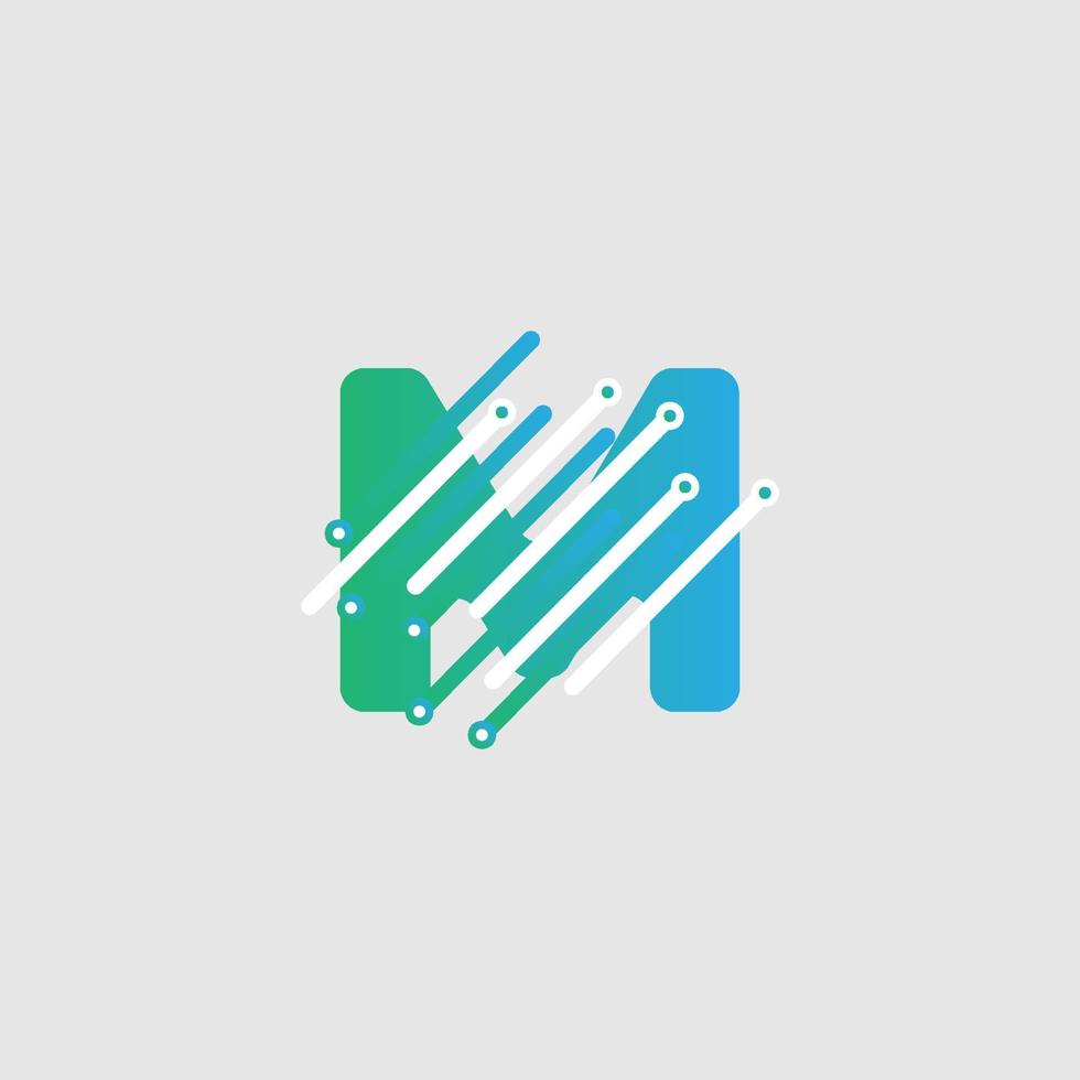 m brief tech logo ontwerp sjabloon voor een tech bedrijf. vector ontwerp