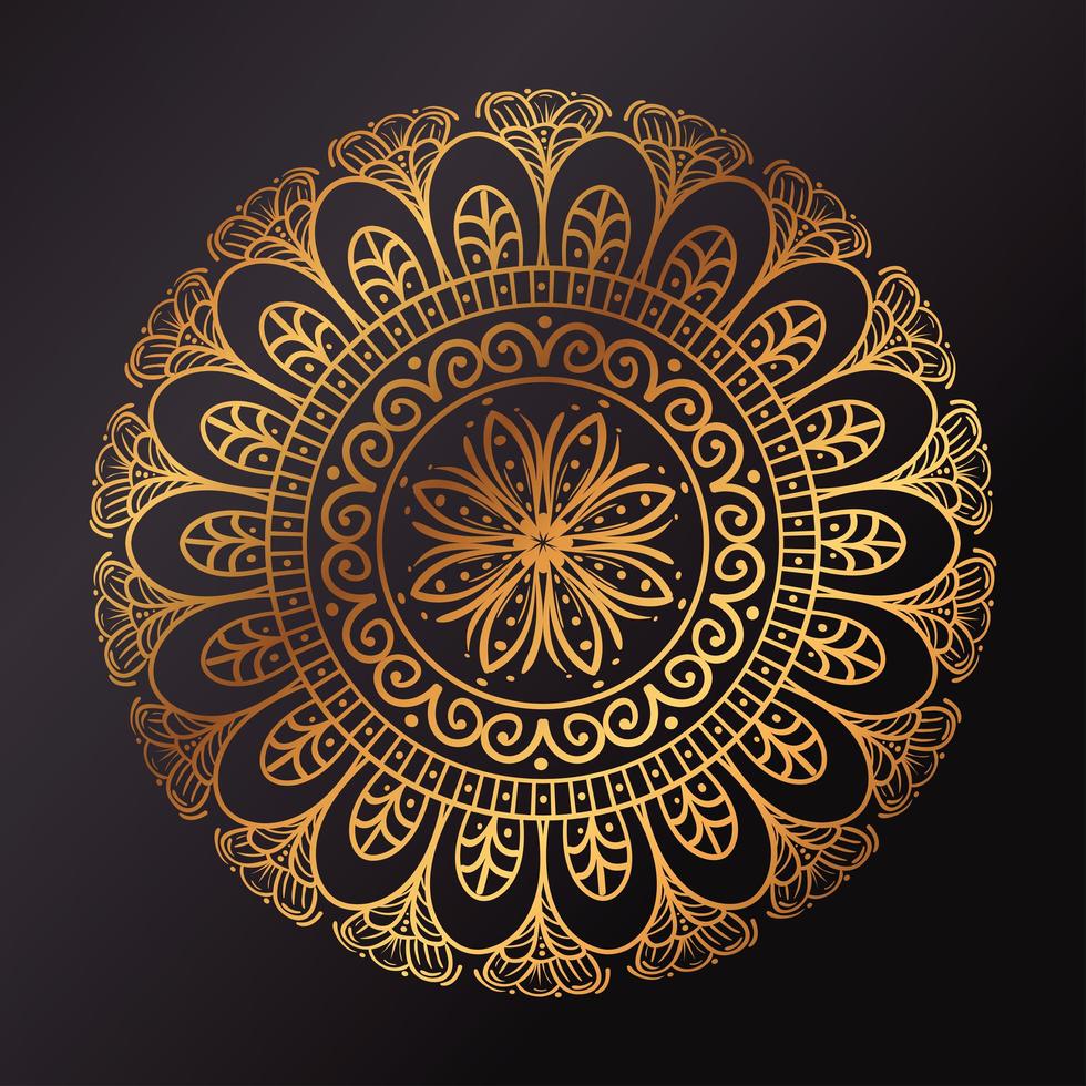 gouden bloemenmandala, decoratieve decoratie vector