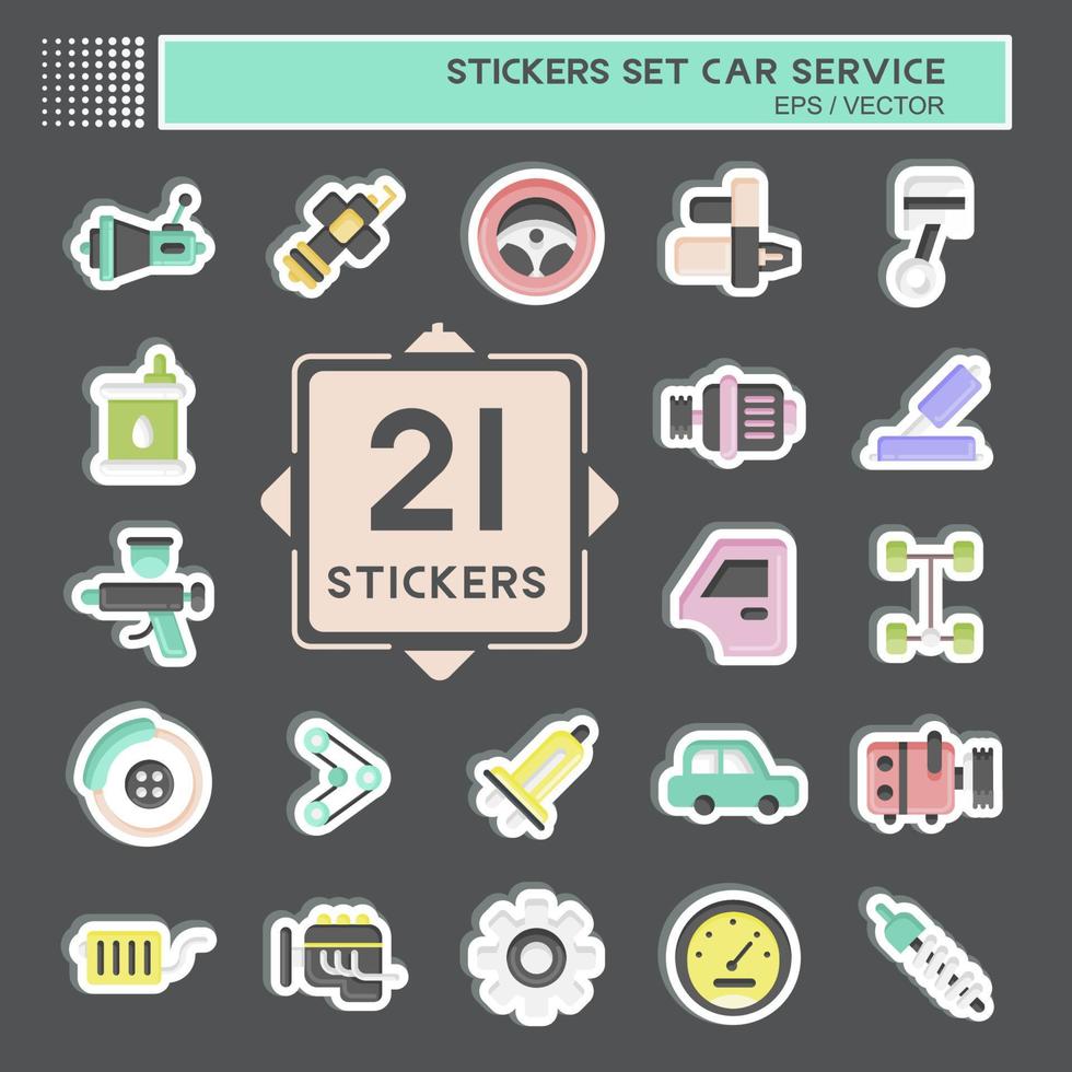 sticker reeks auto onderhoud. verwant naar auto onderhoud symbool. repareren. motor. gemakkelijk illustratie vector