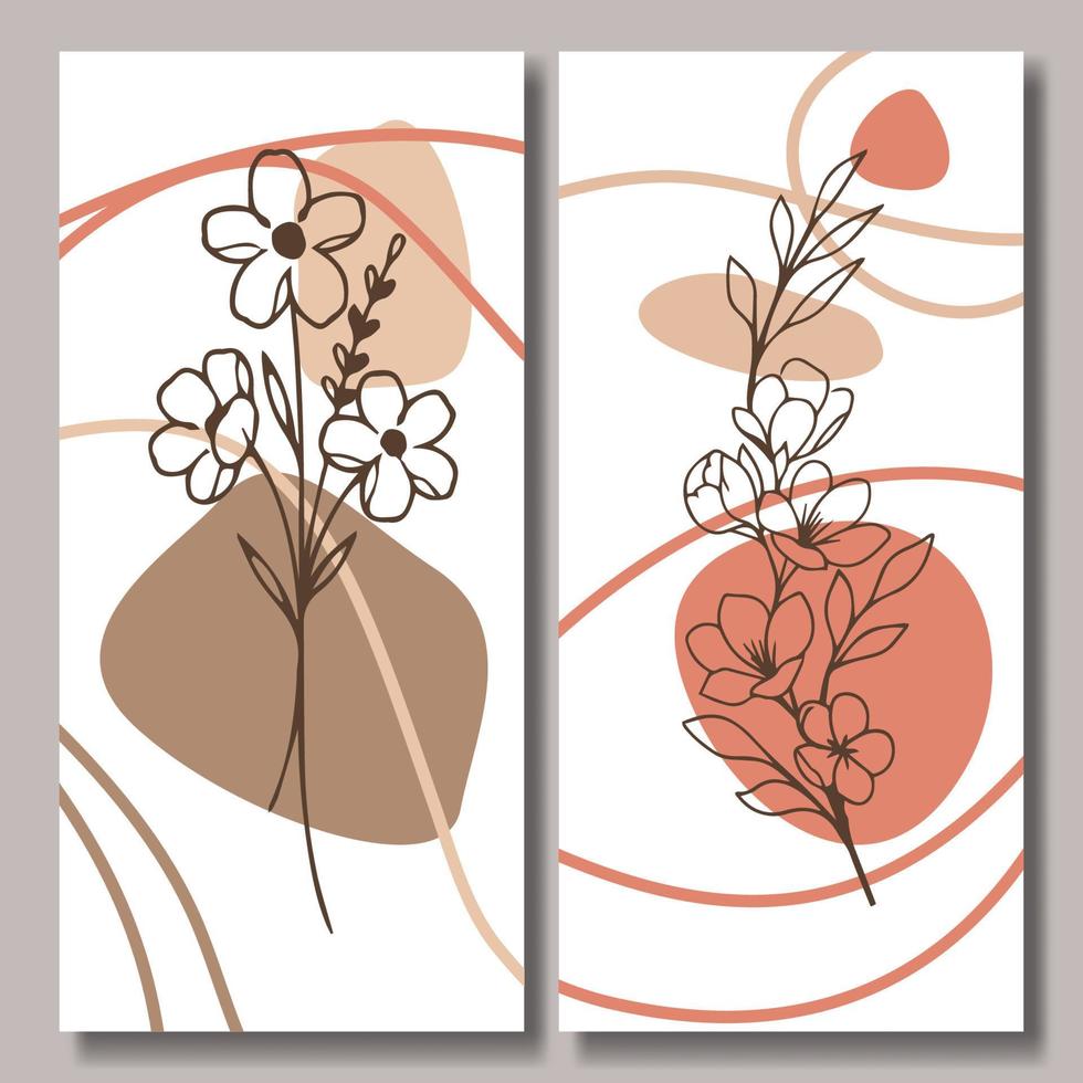 hand- getrokken bloem abstract achtergrond verzameling vector